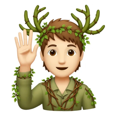 woodland spirit OK hand sign made of vines sticker
