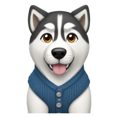 Husky in a sweater vest one brown eye one blue eye sticker