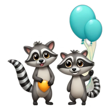 married-raccoons-with-balloons-next-to-giraffe sticker