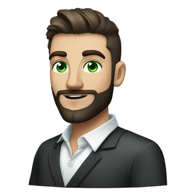 man 27 years old from Bucha dark short stylish haircut with beard Konstantin smokes hookah businessman green eyes sticker