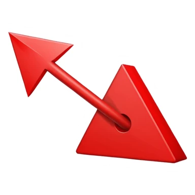 A simple, bold red downward arrow with clean edges, solid fill, and a modern emoji-like style. The arrow points straight down, with a thick shaft and a wide triangular tip. sticker