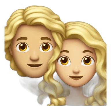 Long blond hair curvy woman hugging a man with black curly hair sticker