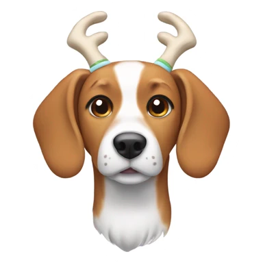 Beagle dog with a headband in the shape of deer antlers sticker