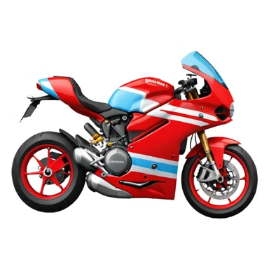 Motocycle Ducatti With Body Color Is Furious Red, White And Sky Blue With With Number Is 01 With Font Is Avant Garde Bold Font sticker