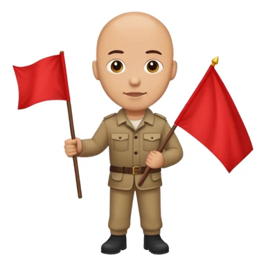 bald man with red flag in left hand sticker