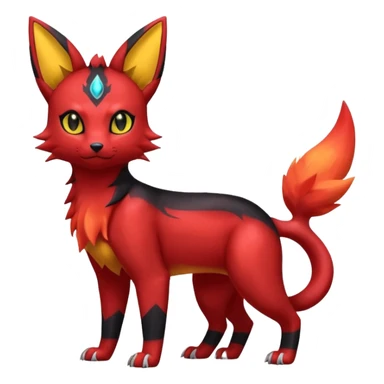  Shiny red iridescent Litten-Umbreon-Salandit-Jolteon-fusion sticker