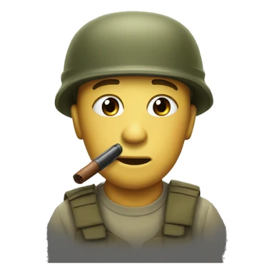 Cropped and asked, awaiting response. They should make a smiley emoji with an army helmet, face paint and a stogie butt clenched in its teeth. sticker