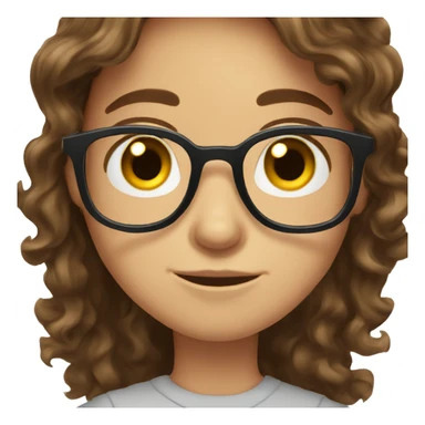 brown hair brown eyes glasses wavy hair sticker