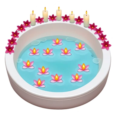 A nice Jacuzzi tub with warm water, with flower petals and scented candles, romantic lush warm colors sticker