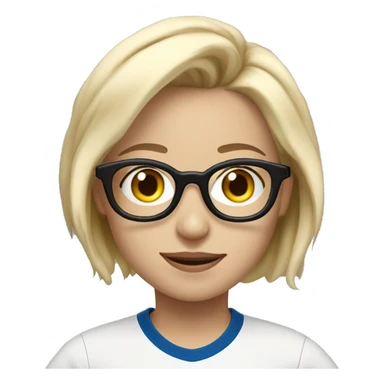 Blonde girl with glasses and short hair wifi the tshirt of Real Madrid sticker