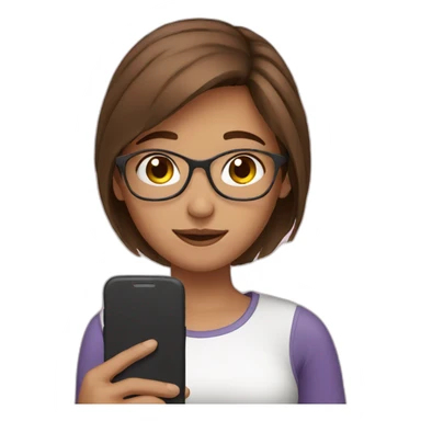 brown hair girl with smartphone sticker