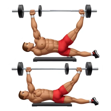 side-view bodybuilder lying down barbell glute-bridges sticker