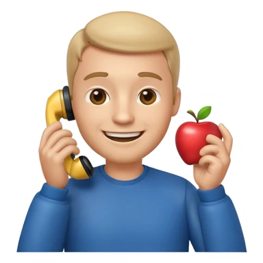 3D emoji style man talking on phone, holding a smartphone to his ear, smiling, rounded face, soft shading, glossy texture, Apple iOS emoji style, clean white background, centered, high detail, sticker style
 sticker