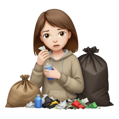 brown haired girl who smells like garbage with it around her sticker