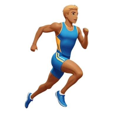 An icon featuring The background showcases a vibrant stadium with cheering fans, bright lights, and a clear sky. an athlete sprinting on a track, with powerful strides and determination. The athlete's motion is dynamic, emphasizing speed and competition. sticker
