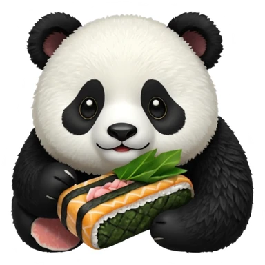 Panda eating a musubi  sticker