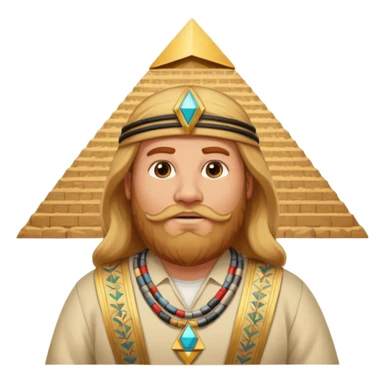 fat male blond reddish long hair agent with three-day-beard in egypt with pyramid. sticker