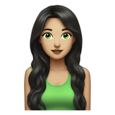 girl with dark hair and green eyes enjoys listen to music sticker