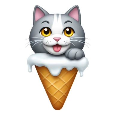 Un gato gris con un helado sticker