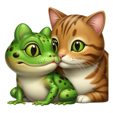 Cat kissing frog sticker