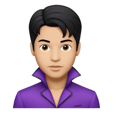 Prince Rogers Nelson with olive skin, black hair, purple outfit sticker