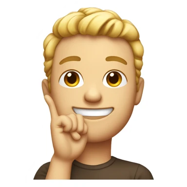 Smiling with L hand on the forhead sticker