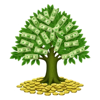 A tree with the leaves meaning money sticker