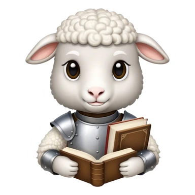 Lamb with armor reading a book sticker