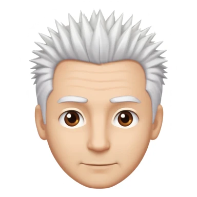 A light-skinned man with spiky white hair, brown eyes, and a slight smile. sticker