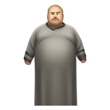 big fat man slavic stands big belly in prisoner robe sticker