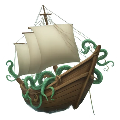 A kraken wraps its tentacles around a sloop sticker