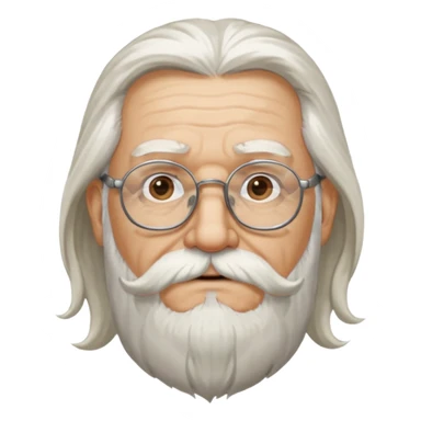 old man with long hair and beard wearing glasses sticker