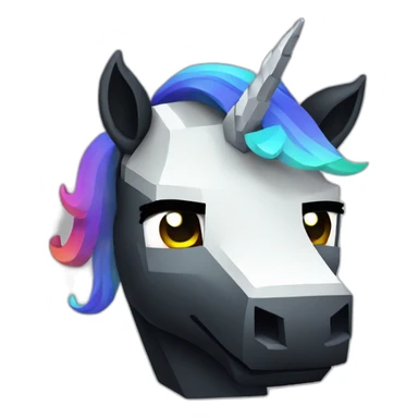Minecraft Rainbow Black Unicorn Head With Diamond Horn sticker