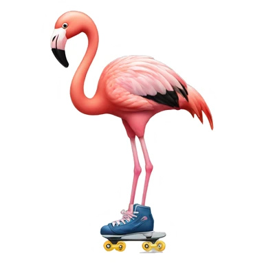 Flamingo on skates sticker
