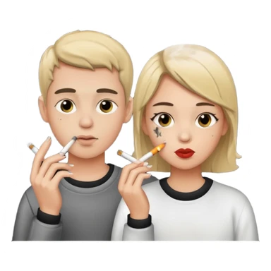 A girl and a boy smoking cigarettes sticker