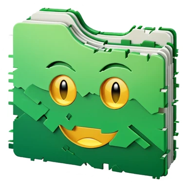 3D render of Corrupted File, digital glitch art aesthetic, data corruption visual, white paper icon torn with green digital artifacts, pixelated distortion, emoji style, isolated on white background --v 6.0. sticker