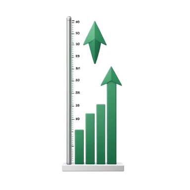 minimalist white growth chart with one dark green arrow pointing up, iOS emoji style, no faces sticker