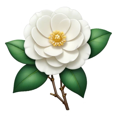 single White Camellia, straight stem sticker