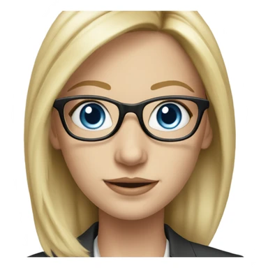 Pretty Caucasian blonde woman with glasses in a suit working, hyper realistic with blue eyes  sticker