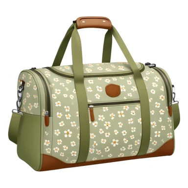 A sports bag with a pale olive print in a small flower sticker