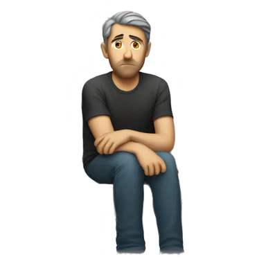 sad caucassian man on a couch sticker