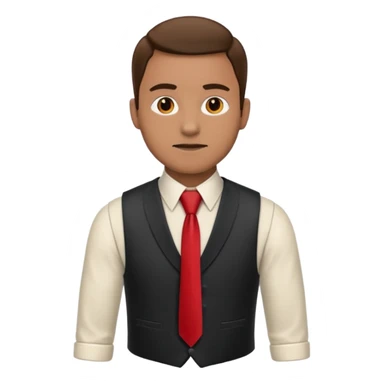 man in vest with tie sticker