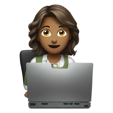 female behind a computer sticker