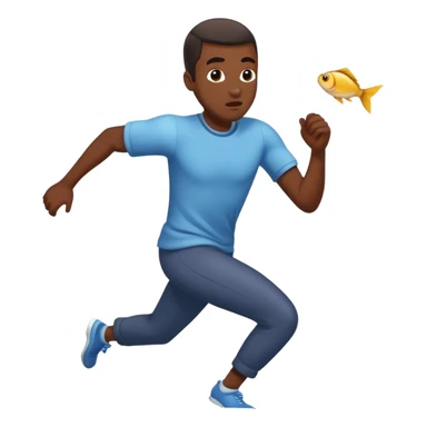 Black man running away gram fish sticker