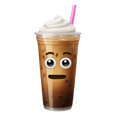 Iced coffee with straw sticker