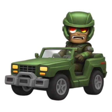 Doomguy in a convertible sticker