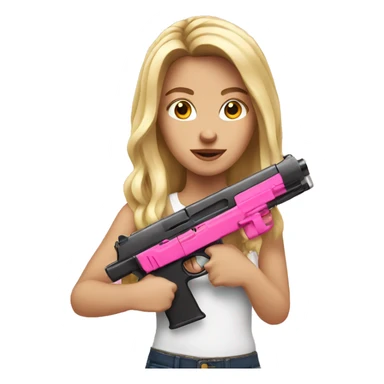 White girl holding a pink gun long hair  sticker