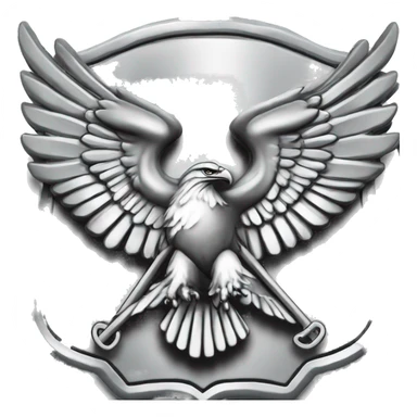 Create an emoji of a US Army O-6 Colonel insignia: a silver eagle with outstretched wings, clutching arrows and a shield on its chest. Ensure it is distinctly silver. sticker