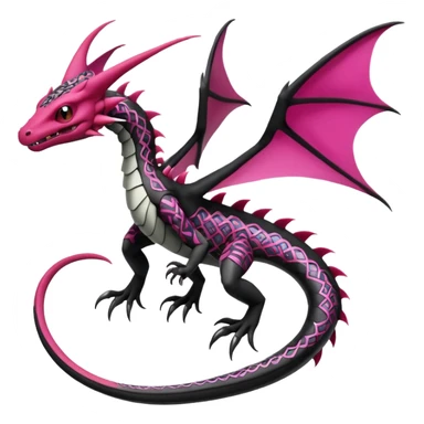 Magenta, black and white Flygon-Gorebyss-Salandit-Gargoyle-Pokémon-Fakémon-creature-fusion-hybrid sticker