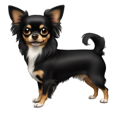 Black long haired chihuahua dog sticker